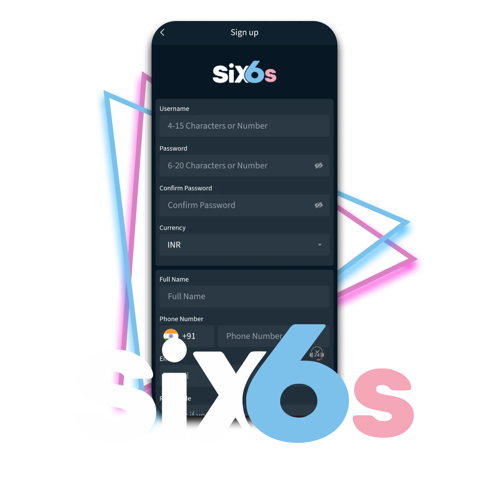 Create your personal account on the Six6s website.