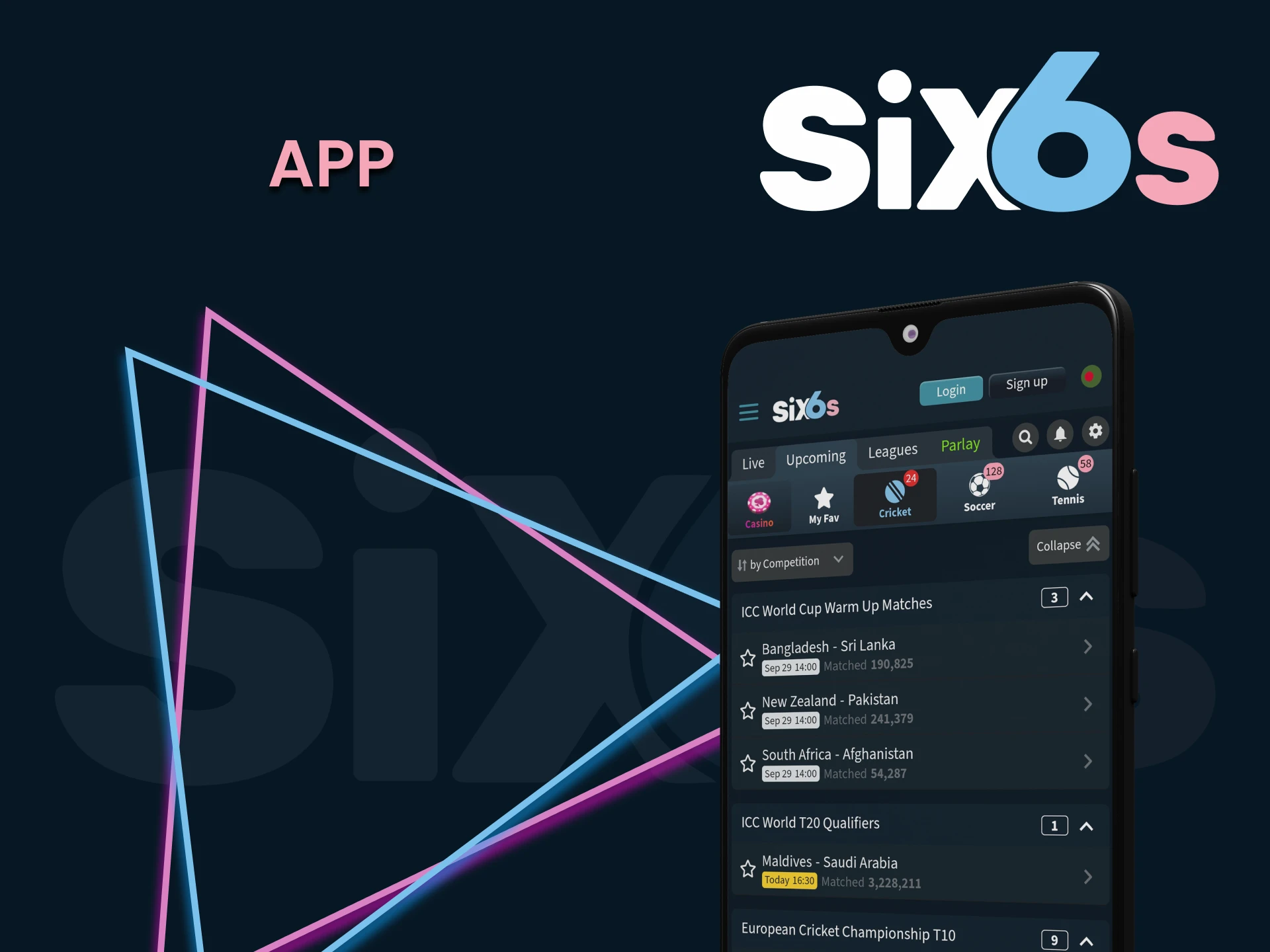 Download the Six6s app and place bets on cricket.
