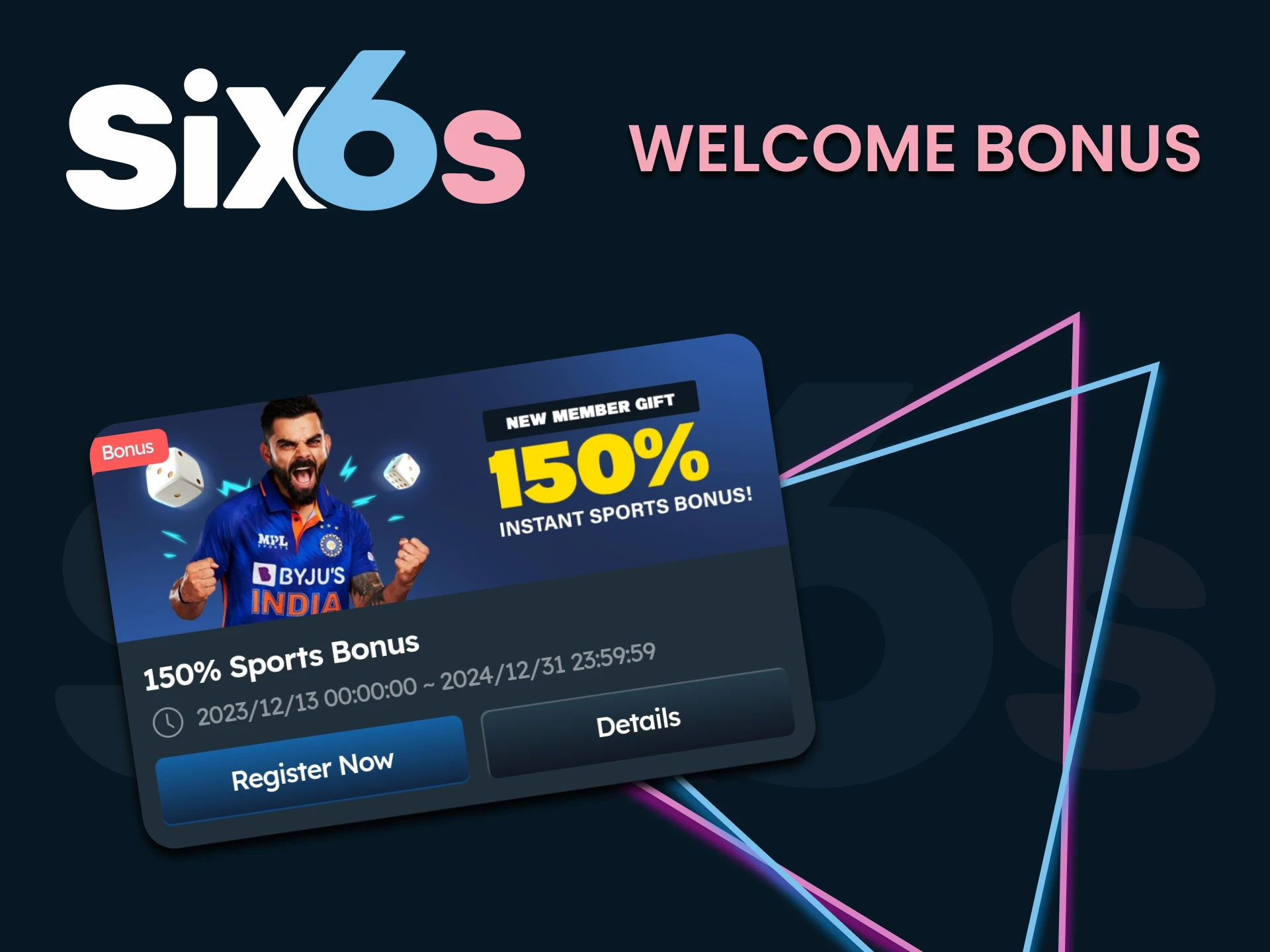 Get your baseball welcome bonus from six6s.