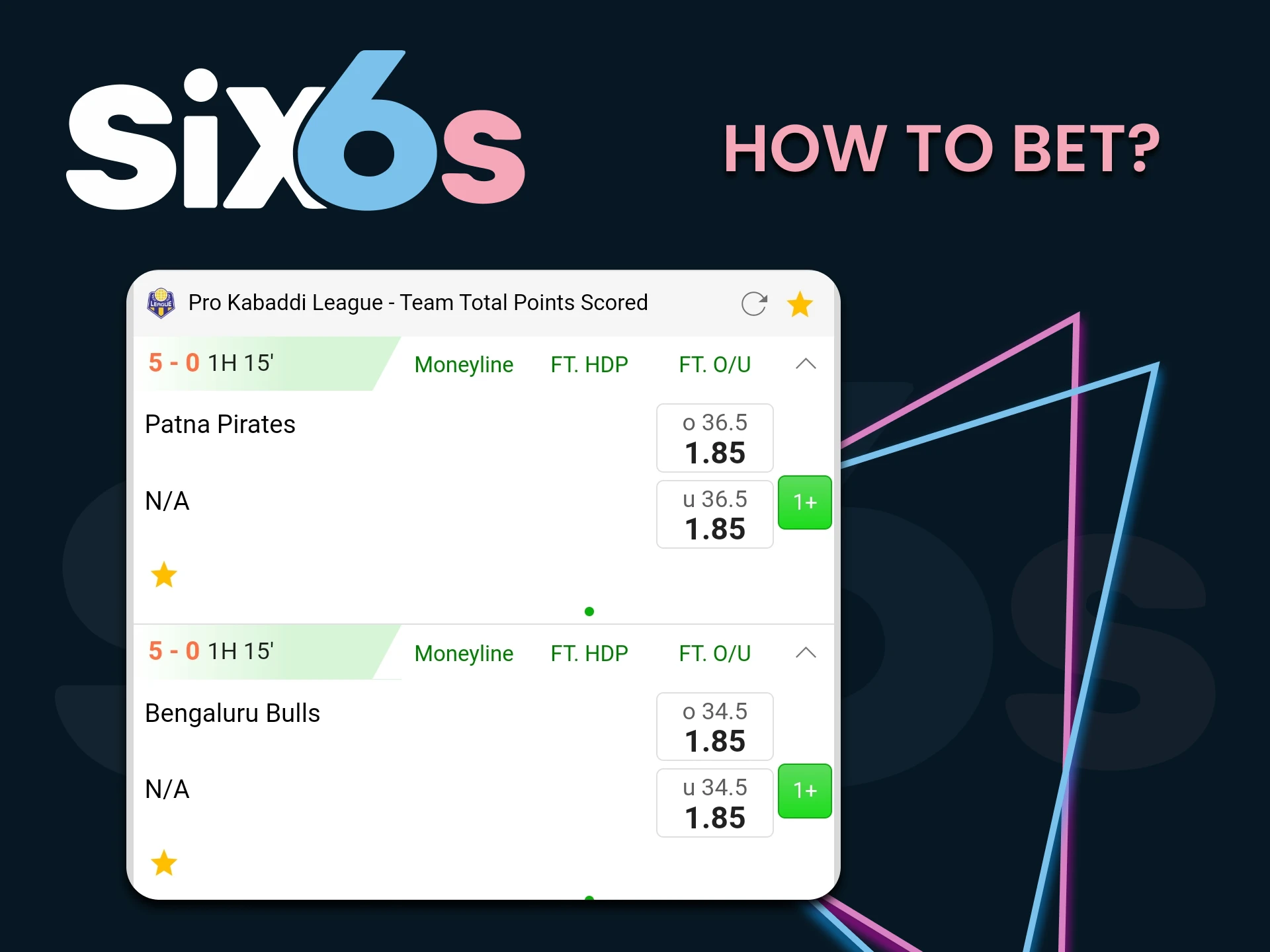 Go to the sports section for kabaddi betting from Six6s.